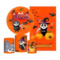 Kit Casado Halloween Painel Redondo Trio Capas Cilindro