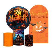 Kit Casado Halloween Painel Redondo Trio Capas Cilindro