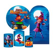 Kit Casado Halloween Painel Redondo Trio Capas Cilindro