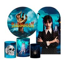 Kit Casado Halloween Painel Redondo Trio Capas Cilindro