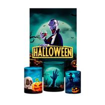 Kit Casado Halloween Trio Capa Cilindro Retangular Tecido