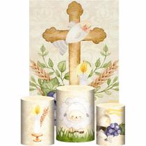 Kit Casado Jesus Aquarela Trio Capa Cilindro Retangular - Prime Decor Festas