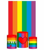 Kit Casado Lgbt Trio Capa Cilindro Retangular Tecido - Prime Decor Festas