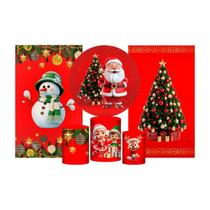 Kit Casado Natal 3D Painel Redondo +Trio Cilindro + 2