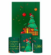 Kit Casado Natal Trio Capa Cilindro Retangular Tecido