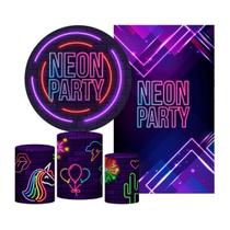 Kit Casado Neon Painel Redondo Trio Capas Cilindro