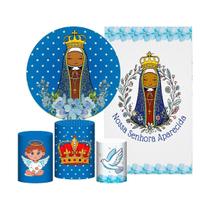 Kit Casado Nossa Senhora Aparecida Painel Redondo Trio Capas