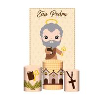 Kit Casado São Pedro 3D Trio Capa Cilindro + Retangular