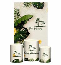 Kit Casado Tropical Trio Capa Cilindro Retangular Tecido