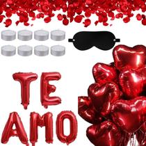 KiT Casal 11 balões coração 20 velas 500 pétalas Venda TEAMO
