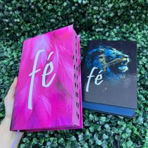 Kit Casal 2 Bíblias Fé Rosa Feminina e Fé Azul Masculina Edifica LETRA MÉDIA Com Harpa e Índice ARC