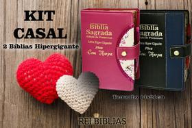 KIT CASAL - 2 Bíblias Hipergigante Botão - C/ Harpa