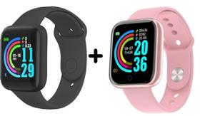 Kit Casal 2 Relógios Inteligentes Smartband Rose Preto Y68