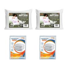 Kit Casal 2 Travesseiros ART200 Percal 2 Capas Impermeáveis