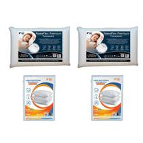 Kit Casal 2 Travesseiros Nasa Premium e 2 Capas Impermeáveis