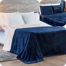 Kit Casal 4 Peças Cobertor Sherpa New Alaska + Jogo Lençol Soft - Marinho Kit Casal 4 Peças Cobertor Sherpa New Alaska + Jogo Lençol Soft - Marinho