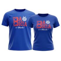 Kit Casal Bahia 2 Camisas Casuais Algodão Premium - Adulto Tamanho Feminino:MTamanho Masculino:XGCor:Azul