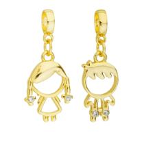 Kit Casal Berloque Filhos Menina e Menino Banhado a Ouro 18k
