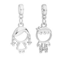 Kit Casal Berloque Filhos Menina e Menino Banhado a Prata 925