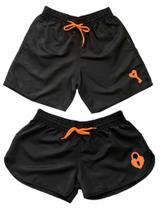 Kit Casal Bermudas Combinando Namorados Shorts Tactel - Relaxado