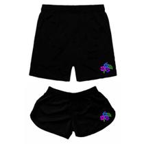 Kit Casal Bermudas Moda Praia Shorts Combinando Estampados