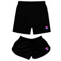 Kit Casal Bermudas Short Tactel Moda Praia Ele e Ela - Relaxado