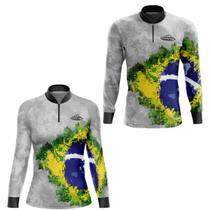 Kit Casal Camisa de Pesca Tucunaré Brasil Com Proteção UV50+ Gola Ziper Kit Casal Camisa de Pesca Tucunaré Brasil Com Proteção UV50+ Gola Ziper