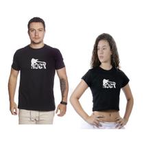 Kit casal camisa masculino + cropeed feminino rock