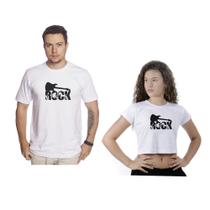 Kit casal camisa masculino + cropeed feminino rock