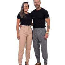 Kit Casal Camiseta 100% Algodão Basica Gola Redonda Ribana Blusa Baby Look e Camisa Masculina Slim Tamanho:GGCor:Preto