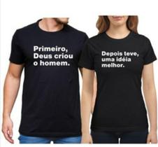 Kit Casal Camiseta Carnaval Personalizada em Algodão DEUS Criou