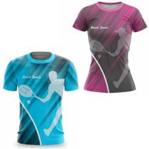 Kit Casal Camiseta Masculina Feminina Beach Tennis Camisa Térmica Dry Fit Tenis Protecao UV Raquete - Efect