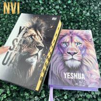 Kit Casal Cristão 2 Bíblias NVI Evangélicas Yeshua Roxa e Yeshua Dourada Letras Médias Capa Dura HDC