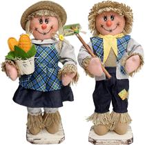 Kit Casal Espantalhos Festa Junina Fazenda Xará Sítio 50cm Kit Casal Espantalhos Festa Junina Fazenda Xará Sítio 50cm