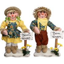 Kit Casal Espantalhos Festa Junina Xará Fazenda Sítio 50cm