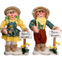 Kit Casal Espantalhos Festa Junina Xará Fazenda Sítio 50cm Kit Casal Espantalhos Festa Junina Xará Fazenda Sítio 50cm