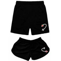 Kit Casal Moda Praia Short Tactel Bermudas Combinando Estampas Variadas Fitness