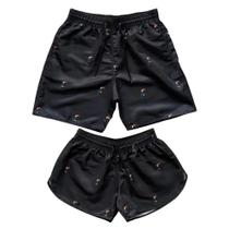 Kit Casal Mozão Short Tactel Moda Praia Verão Estampado Relaxado