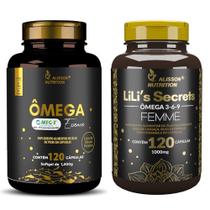 Kit Casal Omega-3 Essence Omega 3 6 9 Femme 120+120 Cápsulas softgels Alisson Nutrition Selo Meg-3