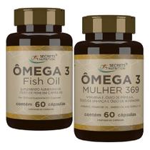 Kit Casal Omega 3 Homem + Omega 3 6 9 Óleo de Linhaça Primula e Borragem 60+60 capsulas