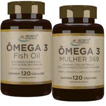 Kit Casal Omega 3 Homem + Omega Mulher 3 6 9 Óleo de Linhaça Primula e Borragem 120+120 capsulas Kit Casal Omega 3 Homem + Omega Mulher 3 6 9 Óleo de Linhaça Primula e Borragem 120+120 capsulas