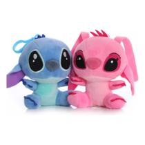Kit Casal Pelucia Stitch E Angel Chaveiro Disney Super Macio
