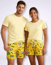 Kit Casal Pijama Combinando Namorados, Conjunto Camiseta e Short Brasil