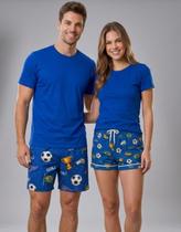 Kit Casal Pijama Combinando Namorados, Conjunto Camiseta e Short Brasil