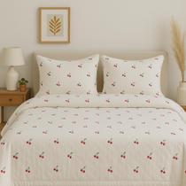 Kit Casal Queen 3 Peças Cobre Leito Essencialle Várias Estampas Premium Cereja