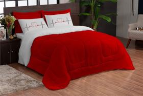 kit casal queen dupla face cobre leito decoratico BASICO VIDA BRANCO 5 peças