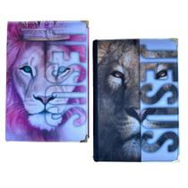 Kit casal Sbb Leão Jesus pink + Leão Jesus branco e preto ARC cp dura acolchoada