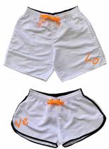 Kit Casal Short Bermuda Moda Praia Tactel Love Relaxado