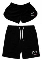 Kit Casal Short Moda Praia Bermudas Combinando Amor Iguais ET Alien Masculino Feminino