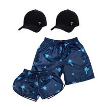 Kit Casal Shorts e Bonés Iguais Kit Combinando Namorados Top Moda Praia Viagem Kit Casal Shorts e Bonés Iguais Kit Combinando Namorados Top Moda Praia Viagem